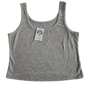 Gray Ribbed Sleeveless Fitted Tank Top - XL